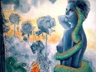 Die Schlangenfrau, 60 x 60 cm, Acryl auf Leinwand