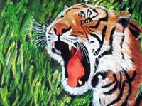 Tiger brüllend 40 x 60 cm Acryl auf Leinwand